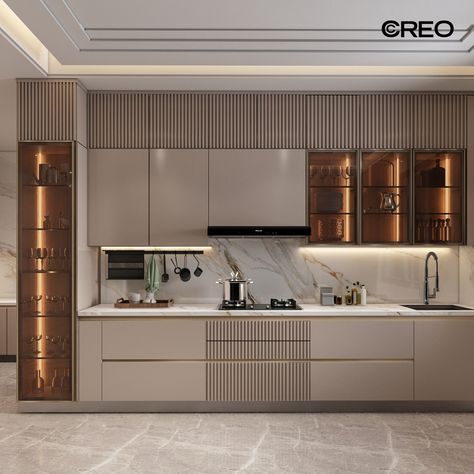 Where sophistication meets functionality. ( Creo, kitchendecor, kitchen ideas, smart kitchen, Creo Kitchens ) Kitchen Interior Organization, Kitchen Cabinet Modern Design, Elegant Kitchen Design Modern, Kitchen Island Luxury, Kitchen Interior Modern Luxury, Kitchen Luxury Design, Kitchen Tall Units, L Shape Kitchen Design, Modern Kitchen Cabinets Ideas