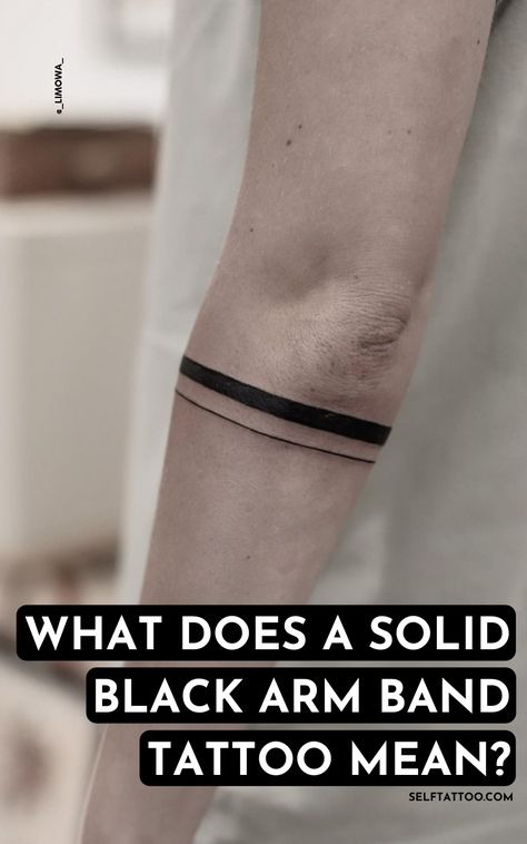 What Does A Solid Black Arm Band Tattoo Mean? | Arm Band Tattoos For Men Double Arm Band Tattoo, Tattoo Ideas Bands Armband, Simple Armband Tattoo Men, Male Arm Band Tattoo, Black Arm Band Tattoo For Women, Arm Band Tattoo For Women Unique, Black Band Arm Tattoo, Solid Arm Band Tattoo, Simple Arm Band Tattoo For Women