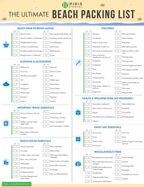 The Complete & Printable Packing List for Beach Vacation 7 Day Beach Vacation Packing List, List For Beach Vacation, Beach Weekend Packing, Beach Packing Checklist, Packing List For Beach, Packing List For Florida, Old Money Beach, Beach Trip Packing List, Beach Checklist