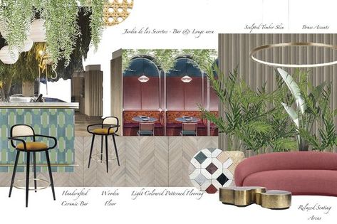 Urban Utopia: Bar Interior Inspirations Restaurant Design Mood Board, Restaurant Interior Design Mood Board, Mediterranean Restaurant Interior, Restaurant Mood Board Interiors, Restaurant Moodboard, Bar Mood Board, Restaurant Mood Board, Cafe Mood Board, Interior Architecture Sketch