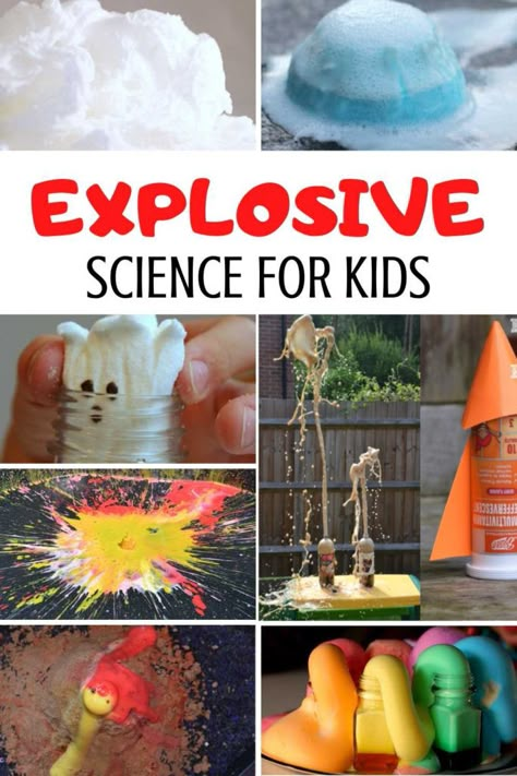 Explosive Science Experiments for Kids Explosion Experiments, Summer Science Experiments, Vetenskapliga Experiment, Kids Experiments, Elephant Toothpaste, Science Week, Science Camp, At Home Science Experiments, Science Experiments For Preschoolers