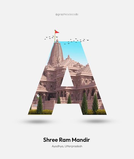 Ayodhya - Shree Ram Mandir Ram Mandir Ayodhya Poster, Ram Mandir Poster, Shree Ram Mandir, India Poster, Adobe Illustrator Design, Travel Ads, Illustrator Design, Shree Ram, Creative Ads