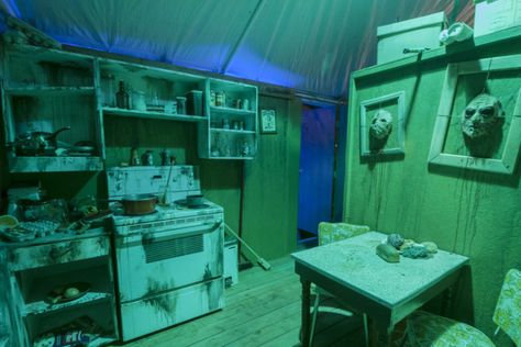 Halloween 2015 Kitchen Butcher Shop Haunted House, Horror Magazine, Butcher Shop, Halloween 2015, Halloween Haunt, Facades, Senior Year, Haunted House, Home Kitchens