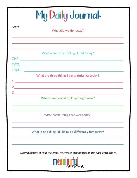 Daily Quarantine Journal for Kids End Of Day Reflection Journal, Reflection For Students, Daily Journal Template, 5 Minutes Journal, Journaling For Kids, Journal Prompts For Kids, Diary Template, Unicorn Craft, Journal Questions