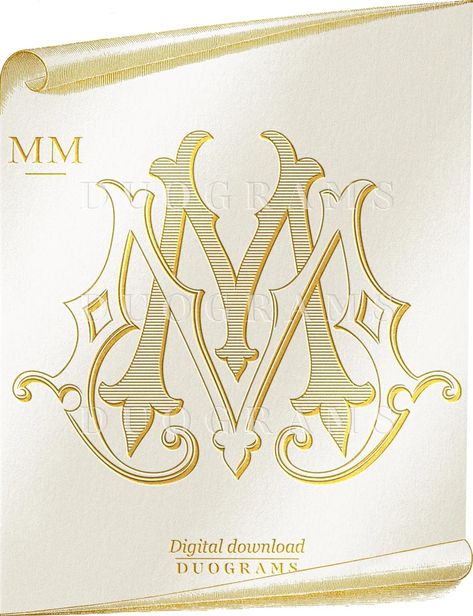 Monogram logo design with vintage wreath. Perfect for wedding invitations, stationery, and other wedding decor. SVG digital Mm Monogram Logo, Mm Logo Design Graphics, M M Monogram, Royal Monogram, Royal Logo, Couples Monogram, Wedding Logo Monogram, M Monogram, Mm Monogram