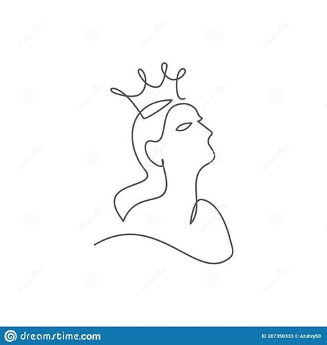 One Line Illustration, One Line Tattoo, Purple Books, Crown Tattoo Design, Queen Tattoo, Silhouette Tattoos, Drawing Tattoo, Design Silhouette, Single Line Drawing