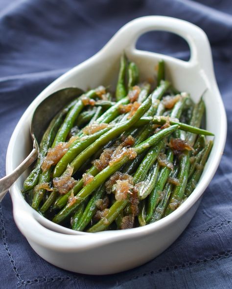 French Green Beans - Once Upon a Chef French Green Beans Sauteed, French Green Bean Recipes, Green Beans With Shallots, Southern Style Cornbread, French Green Beans, Best Thanksgiving Side Dishes, Once Upon A Chef, Herb Stuffing, Roasted Green Beans