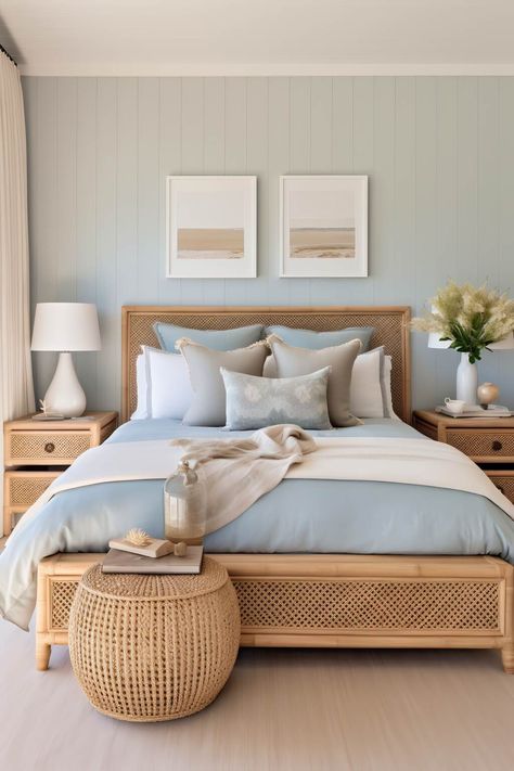 Emerald Enchantment Feng Shui Bedroom Decor, Hamptons Bedroom, Small Modern Bedroom, Costal Bedroom, Beachy Room, Coastal Room, Coastal Bedrooms, Beach Bedroom, Coastal Bedroom