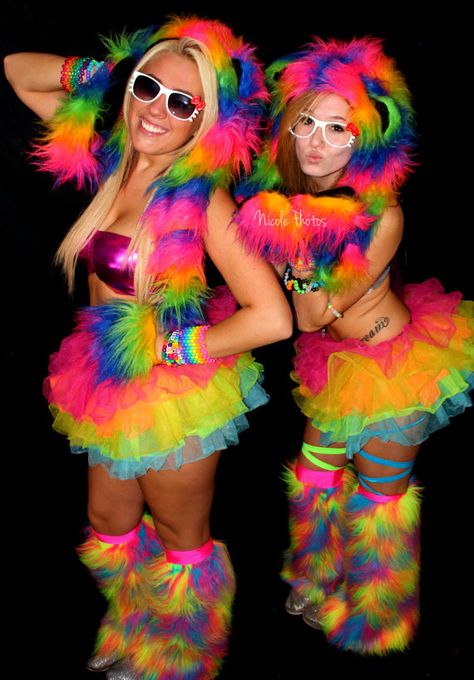 Rainbow tutu Small/Medium by RaveTitties on Etsy, $20.00 Neon Festival Outfit, Glow Party Outfit, Neon Photoshoot, Rainbow Fan, Festival Coats, Fantasy Fest, Artistic Elements, Rainbow Tutu, Rave Costumes