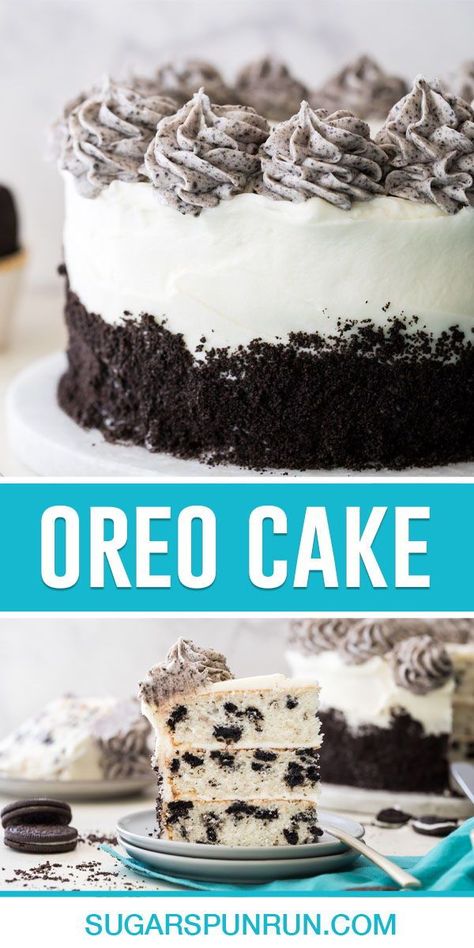 Cookies Cream Cake Recipe, Oreo Layer Cake Recipe, Cookies And Cream Oreo Cake, Easy Cookie And Cream Cake, Easy Oreo Birthday Cake, Two Layer Oreo Cake, Oreo Layered Cake, Best Cookies And Cream Cake, Black And White Cake Recipe