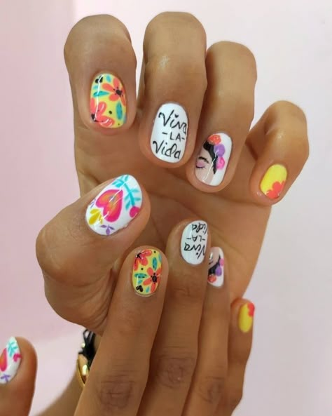 Nail Ideas Acrylic, Short Nail Ideas, Girls Nail Designs, Beachy Nails, Boho Nails, Playful Art, Gelish Nails, Short Nail, Festival Nails