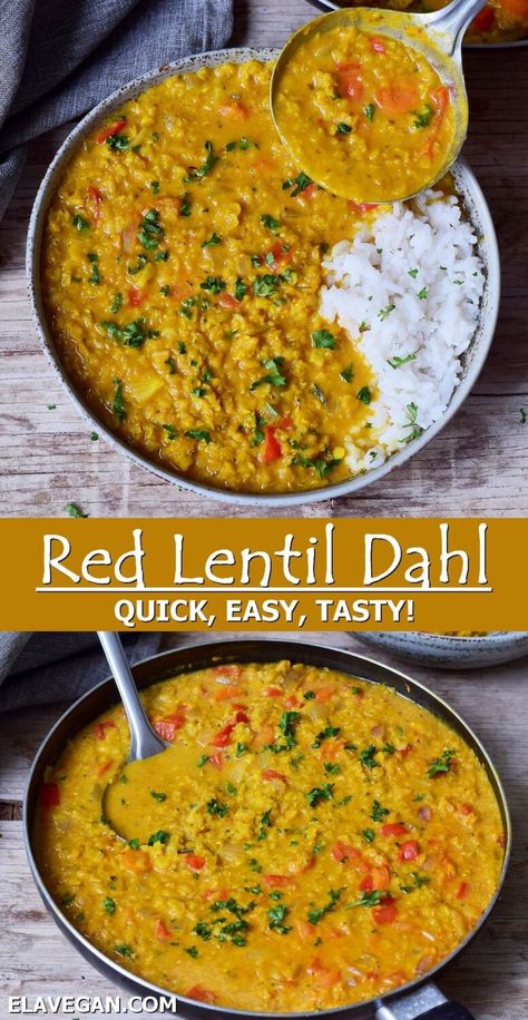 Curried Red Lentils, Orange Lentil Curry, Vegan Dal Recipe, Curried Red Lentil Soup, Dhal Soup Recipe, Vegan Red Lentil Dahl, Carrot Lentil Curry, Indian Lentil Curry Recipes, Vegan Daal Recipe