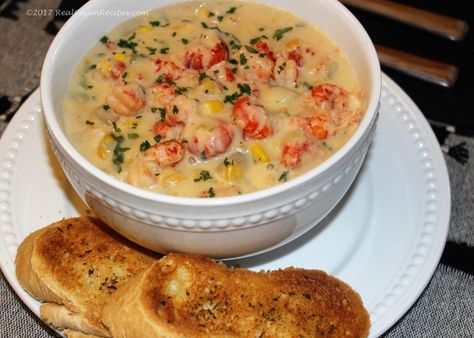 Cajuns love their seafood. This “soup for the Cajun soul” can be made with crab, shrimp, crawfish, all three or in combination with each other.Most everyone use the term Bisque and Chowder interchangeably. However bisque is smooth, chowder is thick and chunky. Traditionally it's pieces of vegetables and seafood. It also usually includes milk, half-half .. Crawfish Corn Potato Soup, Crawfish Chowder, Seafood Extravaganza, Crawfish Dishes, Cajun Recipes Authentic, Shrimp Meals, Crawfish Recipes, Corn Soup Recipes, Louisiana Cooking