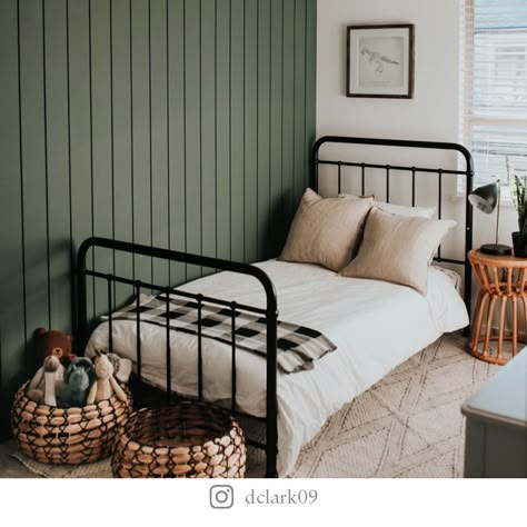 Benjamin Moore Green, Green Boys Room, Modern Farmhouse Paint Colors, Farmhouse Color Palette, Warm Grey Paint Colors, All White Room, Green Accent Walls, Big Boy Bedrooms, Farmhouse Paint Colors