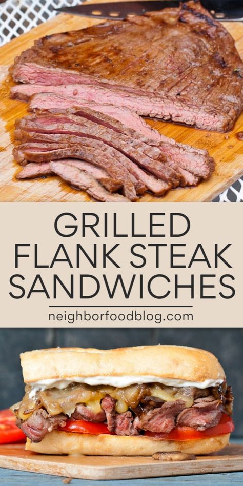 Flank Steak Sandwich, Burger Board, Horseradish Mayo, Caramelized Onions And Mushrooms, Steak Sandwich Recipes, Steak Sandwiches, Main Course Dishes, Scrumptious Food, Lunch Hour