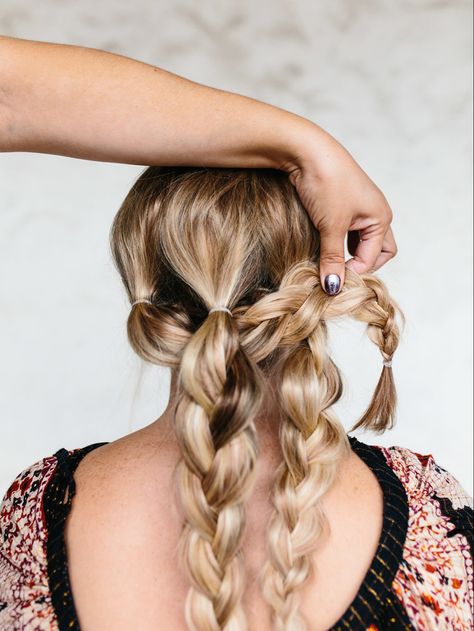 Easy Triple Braided Updo Tutorial - The Effortless Chic Braid Updo Hairstyles, Braided Updo Tutorial, Holiday Hair Tutorial, Hairstyles Baddie, Braid Updo Tutorial, Easy Braided Updo, Braid Updo, Hair Updos Tutorials, Tan Skin Blonde Hair