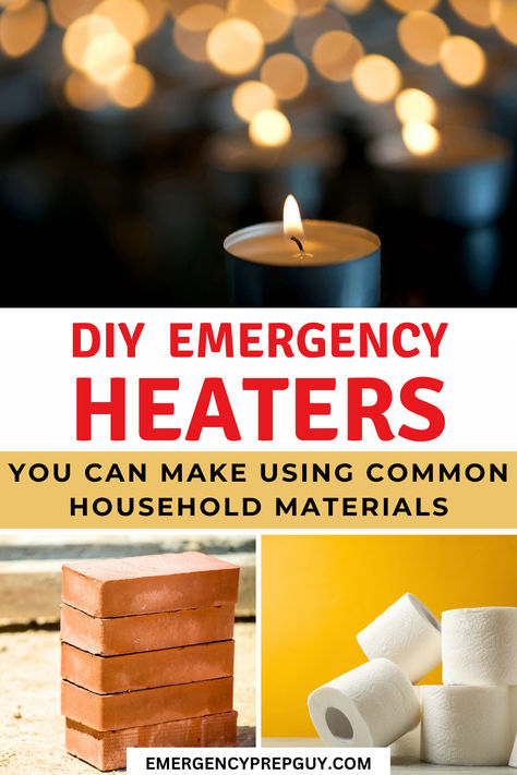 A DIY emergency heater made from household materials, including bricks, candles, and toilet paper, providing indoor heating solutions for emergency prepping. Heat A Room With Candles Diy Heater, Terracotta Heater Diy How To Make, Diy Emergency Heater, Heating A House Without Electricity, Home Made Heater, Tea Light Heater, Emergency Heat Source Power Outage, How To Heat House Without Electricity, Keeping Warm Without Electricity