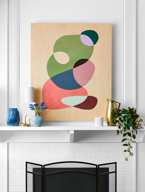 Make the ultimate statement artwork for your mantel or gallery wall with this DIY modern art. #homedecordiy #diyideas #diypainting #moderndecor #bhg Cheap Diy Wall Art, Upholstery Techniques, Diy Large Wall Art, Easy Abstract Art, Diy Projects For Bedroom, Koti Diy, Diy Wand, Embroidery Wall Art, White Fireplace