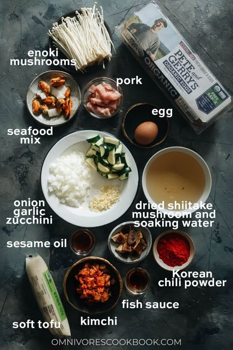 Take your taste buds to Korea with sundubu-jjigae, a delightfully spicy tofu stew that will bring you comfort and warmth in every bowl! Sundubu Recipe, Tofu Stew Korean, Sundubu Jiggae, Tofu Jjigae, Korean Bbq Party, Sundubu Jjigae Recipe, Tofu Stew Recipe, Doenjang Jjigae Recipe, Kimchi Jjigae Recipe