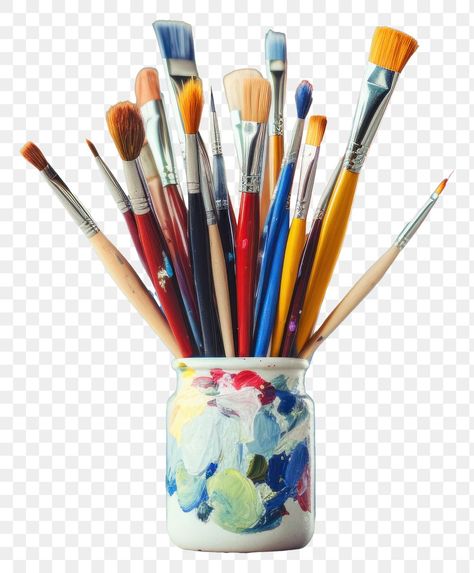 Jar Of Paint Brushes, Paint Brush Png, Brush Png, Business Card Displays, Card Displays, Paint Brush Set, Scrapbook Printing, Artist Supplies, Painted Jars