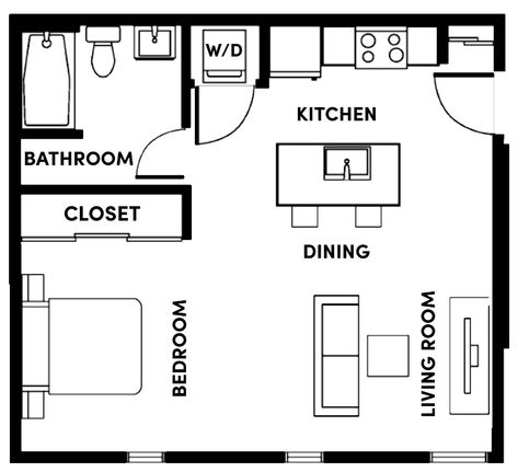 Apartment Blueprints, Studio Apartment Plan, Efficiency Apartment, Studio Apartment Floor Plans, Floor Plan With Dimensions, Hotel Modern, Small House Blueprints, Studio Floor Plans, Tiny Studio Apartments