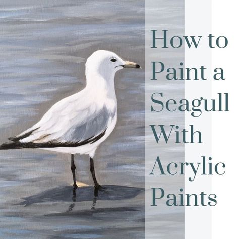 Learn how to paint a seagull with acrylic paints! I've created a detailed step-by-step tutorial… | Bird painting acrylic, Acrylic painting, Animal paintings acrylic Bird Painting Acrylic, Animal Paintings Acrylic, Beach Art Painting, Painting With Acrylics, Acrylic Tutorials, Beach Paintings, Painting Birds, Simple Acrylic, Acrylic Painting Lessons