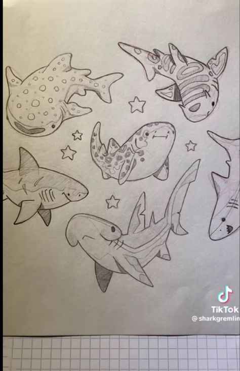 Hand Butterfly, Ocean Drawing, Shark Drawing, Arte Doodle, Pen Tattoo, Shark Art, Ocean Fishing, Easy Doodles Drawings, Easy Drawings Sketches