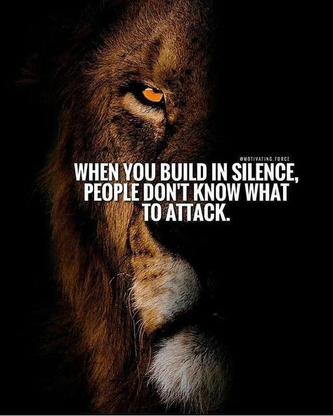 Always keep to yourself don't spew out your plans to people meaning everyone including your family. It is best to keep everyone in the dark and when the time comes then shine your light. | #1stInHealth #Motivation Build In Silence, A Lion, The Words, Lion, Science, Quotes