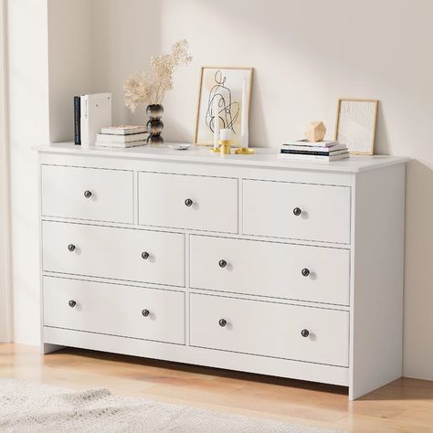 Winston Porter Marizela 7 - Drawer Dresser & Reviews - Wayfair Canada White Dresser 6 Drawer, Apartment Layout Ideas, Dresser 6 Drawer, White Dressers, 7 Drawer Dresser, White Dresser, Apartment Layout, Fashion Dresses Casual, Drawer Dresser