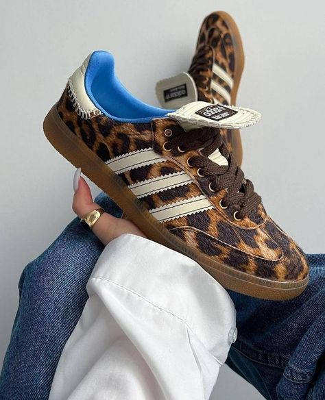 Adidas Samba Wales Bonner, Leopard Print Adidas, Leopard Adidas, Wales Bonner Samba, Pony Sneakers, Cheetah Shoes, Adidas X Wales Bonner, Samba Shoes, Urban Shoes