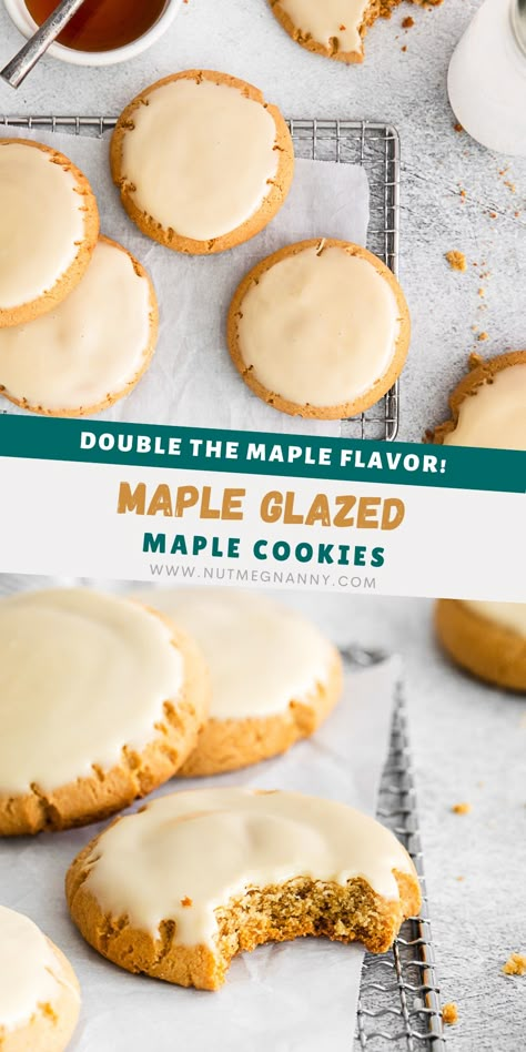 Maple Sugar Cookies, Glazed Cookies, Gf Df Desserts, Maple Cake, Kitchen Cookies, Everything Cookies, Maple Cookies, Cookie Recipes From Scratch, Maple Frosting