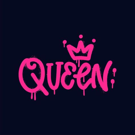 Queen - inscription lettering vandal street art free wild style on the wall city. Graffiti word sprayed in pink over dark. Underground hip hop type vector illustration. Font Graffiti, City Graffiti, Alphabet Graffiti, Graffiti Fonts, Graffiti Logo, Graffiti Words, Illustrator Brushes, Underground Hip Hop, Lilo Et Stitch