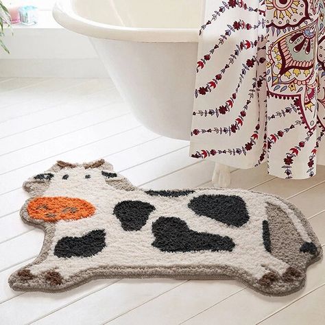 Cute Cow Bathroom Mat Fluffy Flocking Carpet Bath Tub Side Anti Slip Rug Floor Pad Animal Doormat Home Kids Room Nursery Decor _ - AliExpress Mobile Acnh Enchanted Forest, Cow Bathroom, Love My Hubby, Nashville House, Pinterest Room, I Love My Hubby, Cartoon Tiger, Fluffy Cows, Live Together