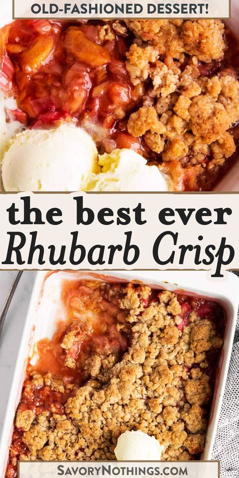 Easy Rhubarb Recipes, Rhubarb Crisp Recipe, Crunchy Oatmeal, Rhubarb Desserts Recipes, Best Rhubarb Recipes, Rhubarb Recipes Crisp, Oatmeal Toppings, Strawberry Crisp, Dessert Oreo