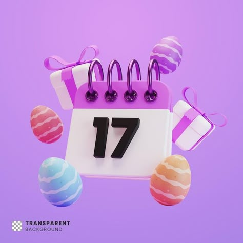 3d easter date calendar floating in the ... | Premium Psd #Freepik #psd #background #banner #pattern #flyer Purple Easter Eggs, 3d Banner, Calendar Illustration, Chinese New Year Background, Purple Easter, Psd Background, 3d Blender, New Years Background, Date Calendar