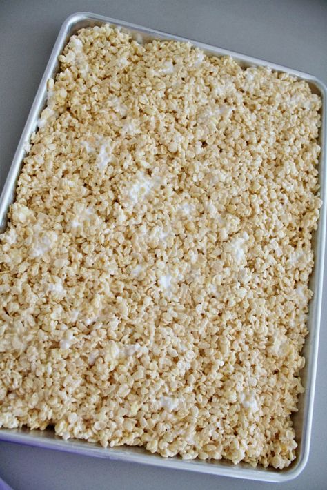 Sheet Pan Rice Krispie Treats - No-Bake Summer Treats Series Rice Krispie Treats In The Oven, Oven Rice Crispy Treats, Frozen Fruit Salads, Peanut Butter Bites, Pork Recipes For Dinner, Baked Rice, Krispy Treats, Summer Cookies, Rice Krispy