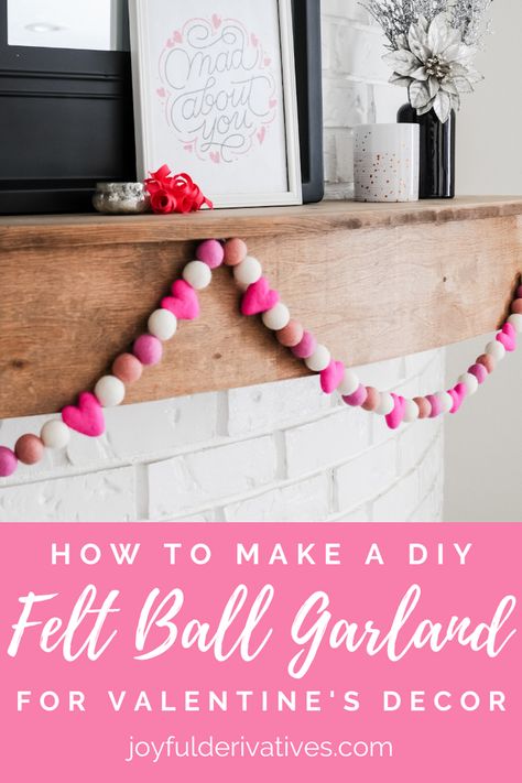 Saint Valentin Diy, Garland Tutorial, Valentines Bricolage, Valentine Garland, Diy Valentine's Day Decorations, Valentine's Decor, Valentine's Day Crafts For Kids, Diy Valentines Decorations, Ball Garland