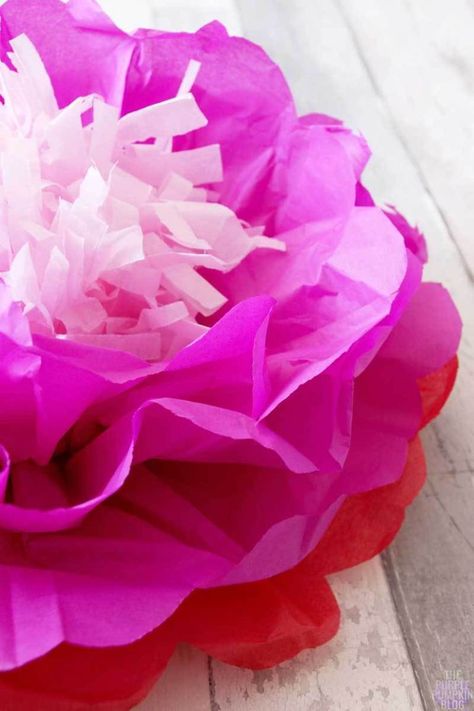 How To Make Tropical Tissue Paper Flowers Rainforest Flowers, Tissue Paper Flowers Diy, Tissue Paper Crafts, Jungle Flowers, Hanging Craft Ideas, Tissue Flowers, Best Party Ideas, Purple Pumpkin, Easy Paper Flowers