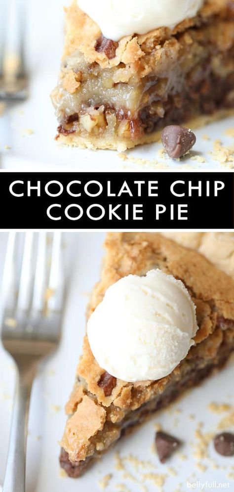 Chocolate Chip Cookie Pie, Chocolate Chip Pie, Smores Dessert, Dreamy Desserts, Derby Pie, Ice Cream Pie, Desserts Keto, Baking Inspiration, Brownie Desserts