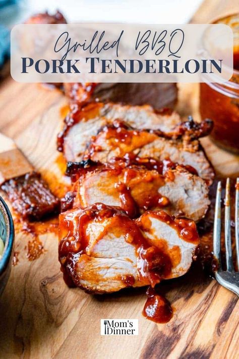 Sliced grilled pork tenderloin with homemade barbecue drizzled over the top on a wooden cutting board. Pork Tenderloin Bbq, Pork Tenderloin On The Grill, Tenderloin On The Grill, Bbq Pork Tenderloin, Homemade Bbq Sauce, Tenderloin Recipes, Bbq Sauce Recipe, Homemade Bbq, Bbq Sauce Homemade