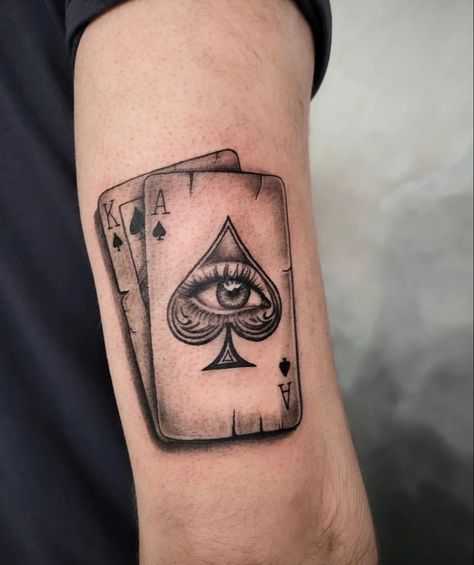 Card tattoo Card Tattoos For Men, Hanger Tattoo, Card Tattoos, Spades Tattoo, Harmony Tattoo, Poker Tattoo, Tattoo Ideas With Meaning, Ace Of Spades Tattoo, Playing Card Tattoos