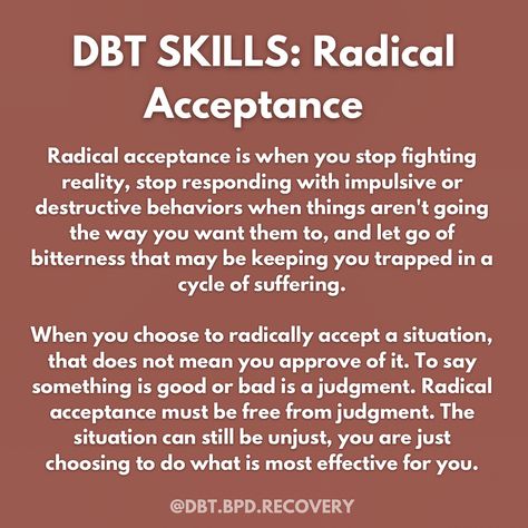 Radical Acceptance Dbt, Radical Acceptance Coping Statements, Radical Acceptance Dbt Worksheet, Radical Self Acceptance, Radical Acceptance Quotes, Dbt Worksheet, Radical Love, Dbt Therapy, Dbt Skills