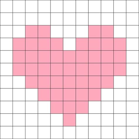 Heart Crochet Graph, Heart Pixel Crochet, Pixel Heart Pattern, Crochet Heart Pixel Pattern, Minecraft Heart Pattern, Heart Grid Pattern Crochet, Heart Grid Crochet, Crochet Heart Alpha Pattern, Heart Pixel Art Grid