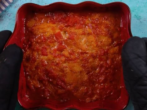 Baked Tomato And Bread Casserole, Tomato Casserole Southern, Breaded Tomatoes Old Fashion, Southern Stewed Tomatoes Recipe, Stewed Tomatoes Recipe With Bread, Breaded Tomatoes Recipe, Breaded Tomatoes, Tomato Pudding, Stewed Tomato Recipes