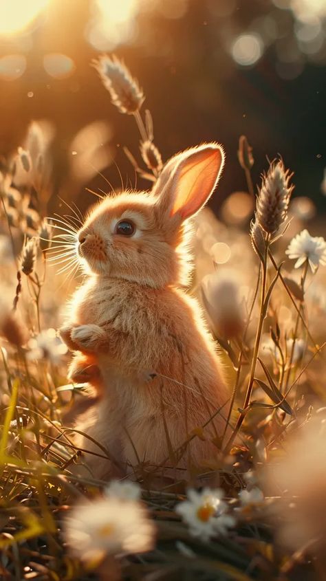 Bunny In Garden, Brown And White Bunny, Forest With Animals, Baby Animals Adorable, Cute Brown Bunny, Cute Elephant Pictures, Bunny Standing, Bunny And Flowers, Baby Woodland Animals