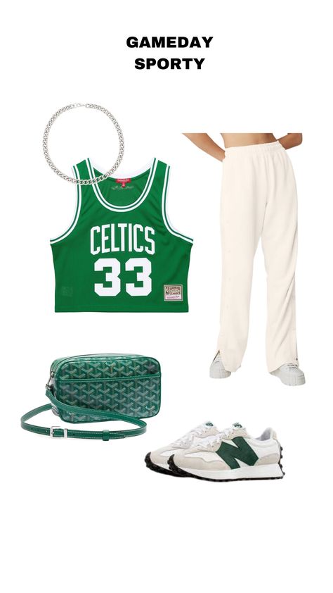 Celtics | Boston | NBA Finals | Gameday Outfit | Gameday Inspiration | Gameday Inspo | Gameday Style | Gameday Looks | OOTD  #OOTD #GameDayInspo #GameDayFashion #FashionInspiration #StyleInspo #OutfitIdeas #LookOfTheDay #GameDayStyle #FashionGoals #InstaFashion #GamedayOutfit #SportyStyle, #GameDayVibes #OutfitGoals #FashionInspiration #StreetStyle #TrendyOutfit #Fashionista #GameDayChic #OOTDInspiration #CelticsSporty #BostonAthletic #GameDayAthlete #BasketballGear #Bostonhoops Celtics Game Outfit Women, Celtics Outfit Women, Boston Celtics Game Outfit Women, Celtics Outfit, Green Game Day Top With Logo Print, Boston Celtics Outfit, Gameday Fashion, Boston Celtics Jersey, St Patrick's Day Outfit