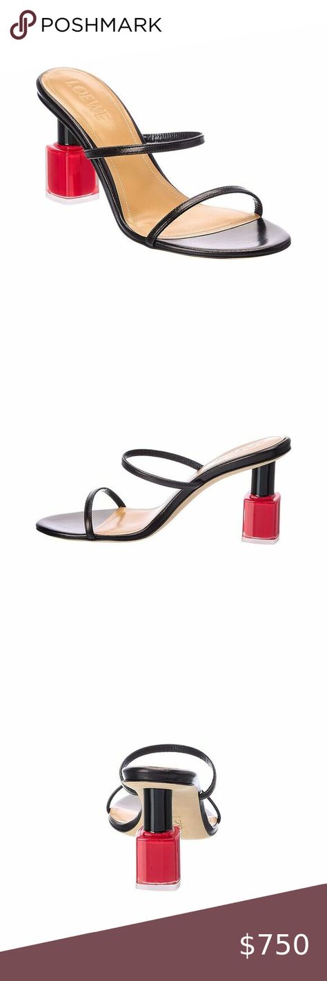 Loewe Nail Polish Leather Sandal Loewe Shoes, Nail Polish Bottles, Smooth Leather, Leather Sandals, Black Leather, Nail Polish, Sandals, Nails, Jewelry Watches