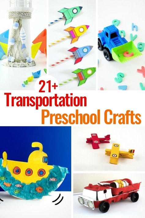 21 Preschool Transportation Crafts Kids Love to Make - Natural Beach Living Preschool Transportation Theme Crafts, Transportation Theme Preschool Crafts, Prek Transportation, Preschool Transportation Theme, Preschool Transportation Crafts, Pollution Activities, Transportation Preschool Activities, Transportation Theme Preschool, Preschool Transportation