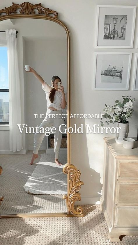 The Perfect Affordable Vintage Gold Mirror in 2022 | Vintage gold mirror, Affordable vintage, Wardrobe design bedroom Porch Flower Bed, Gold Mirror Bedroom, Design Bedroom Modern, Big Mirror In Bedroom, Wardrobe Design Bedroom Modern, Gold Floor Mirror, Modern Wardrobe Design, Bedroom 2022, Mirror Bedroom Decor