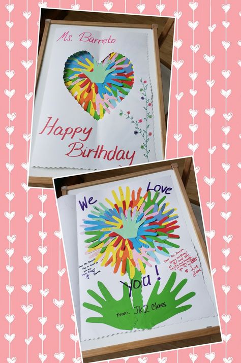 Happy Birthday To Teacher From Students, Happy Birthday Card From Class To Teacher, Teacher Birthday From Class Ideas, Teacher Birthday Craft From Students, Card For Preschool Teacher, Preschool Teacher Birthday Card, Birthday Ideas For Teacher From Students, Birthday Cards Diy For Teachers, Preschool Teacher Birthday Gifts